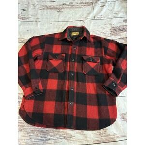 VTG 50s Sears Sportswear Wool Lumberjack  Button Up Flannel Shirt Red